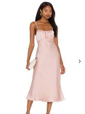 Lovers + Friends Blush Pink Satin Slip Midi Dress